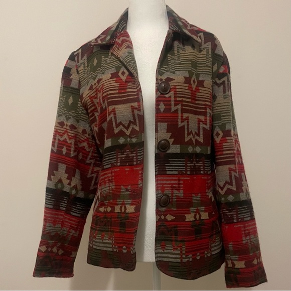 Coldwater Creek women’s Size 10 
Southwestern design Wool Blend Shacket Jacket - Picture 2 of 14